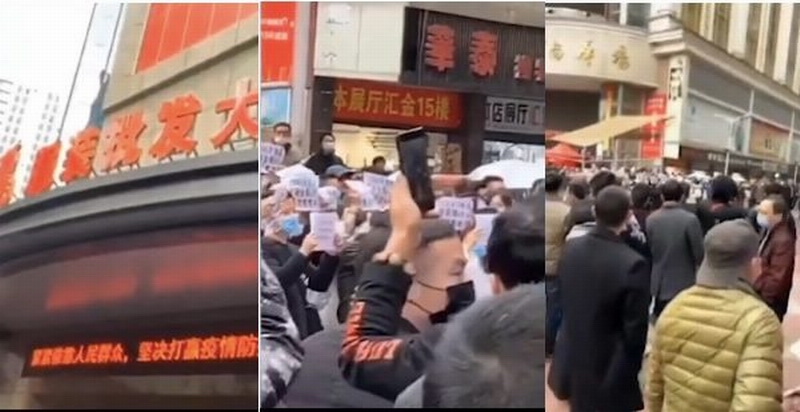 湖南株洲服装批发市场外,民众要求减租。.jpg 湖南株洲服装批发市场外,民众要求减租。.jpg